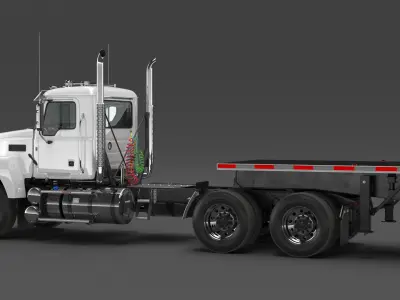  Commercial Truck and Flatbed Trailer 