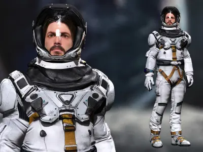 Sci-Fi Astronaut Character High-Quality PBR  Low-poly 3D model
