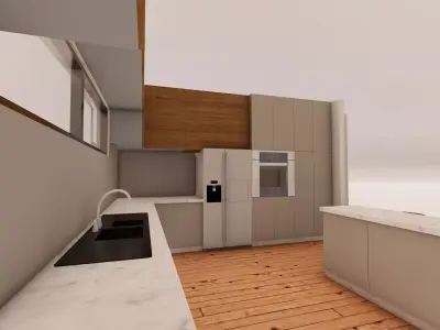 Modern U-Shaped Kitchen Interior Free 3D model