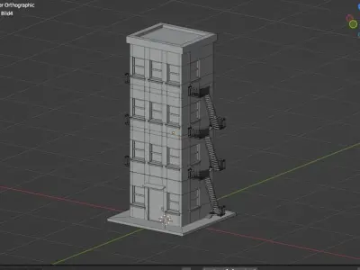 Building Model Low Poly Low-poly 3D model