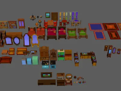 Stylish furniture Low-poly 3D model