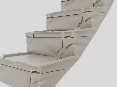 Fantasy Stone Dungeon Stair Block for 3D print Low-poly 3D model