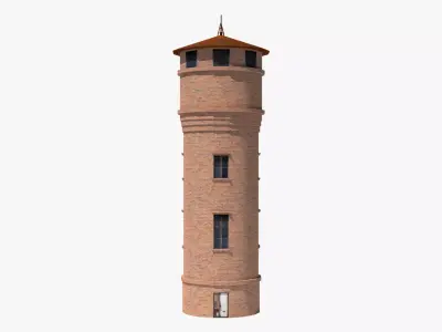 Brick Water Tower Low-poly 3D model