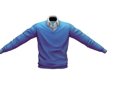 Cartoon High Poly Subdivision Sweater Blue 3D Model Low-poly 3D model