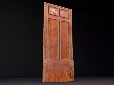 Vintage Distressed Wood Door Game Asset Low-poly 3D model