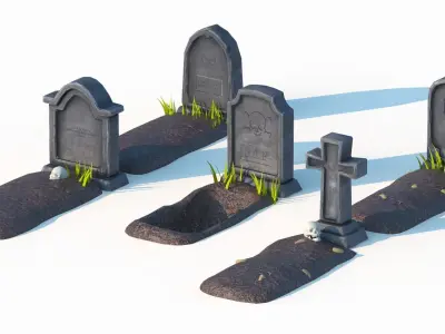 Stylized graves  Low-poly 3D model