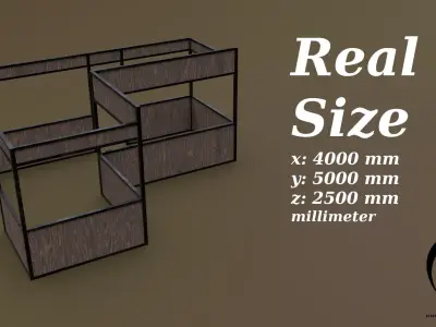 Stall stand 14 R Low-poly 3D model