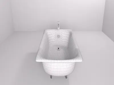 bathtub with feet faucet and drain plugs Low-poly 3D model
