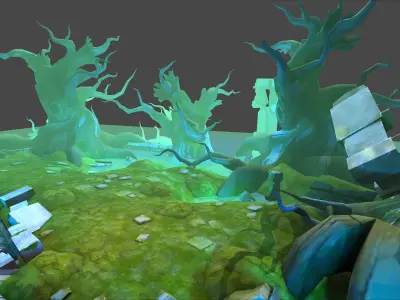 Fantasy Chess RPG Environment - Swamp Ruins Low-poly 3D model