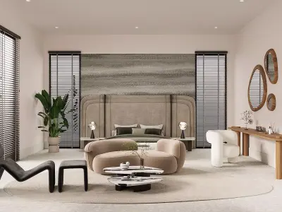 livingroom and bathroom 3D model
