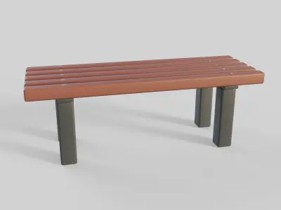 Cartoon Bench 3 Low-poly 3D model
