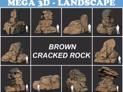 Low poly Cracked Rock A 210221 Low-poly 3D model