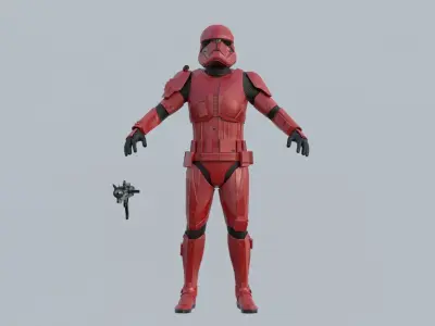 Sith Trooper Rigged And High Quality Blaster 3D model