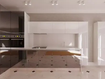 kitchen and studio interior design Low-poly 3D model