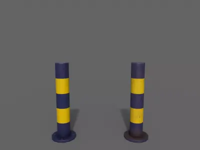 PBR Bollard BlueYellow Low-poly 3D model