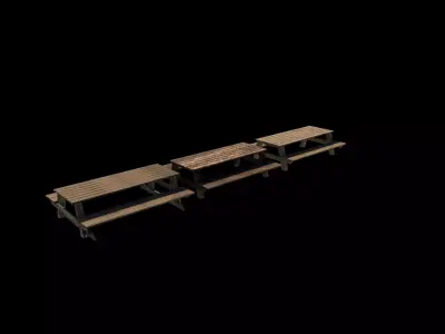 wooden picnic table 3D model
