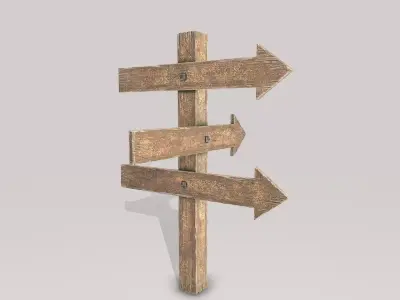 Wooden Dirty Signpost Low-poly 3D model