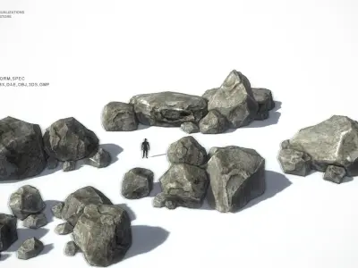 35 Rock Models for Games   Low-poly 3D model