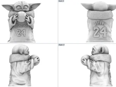Baby Yoda Grogu Kobe Bryant tribute 3D model