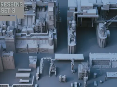 Scifi dressing kitbash set 3 Low-poly 3D model