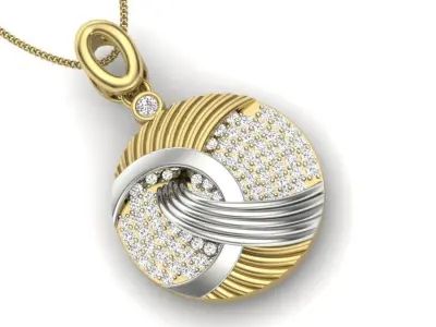 pendant rose gold with diamond in middle 3D print model