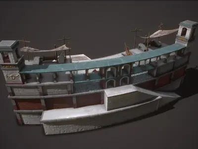 Roman Greek Shipyard Low-poly 3D model