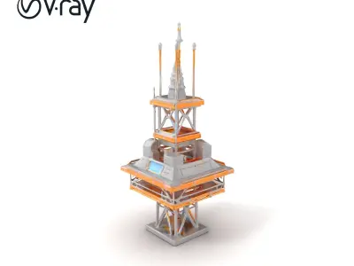 Futuristic Neon Light Tower Architecture model pack Low-poly 3D model