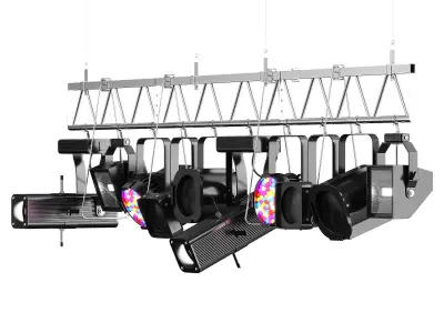 Soft theater farm with lighting equipment Low-poly 3D model