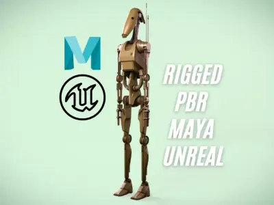 Star Wars Battle Droid Rigged 3D model