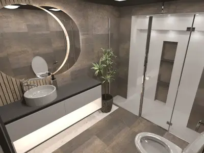 Bathroom modern with toilet and sink 3D model