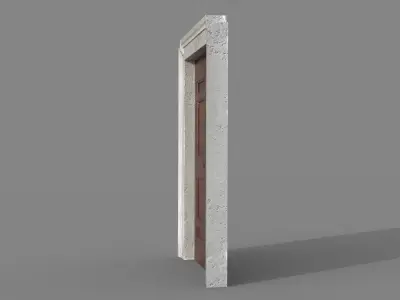 Wooden door 5 Low-poly 3D model