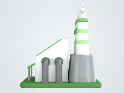 Eco Factory 3D Icon 3D model