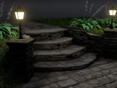 Flagstone Entrance Stairs 3D model