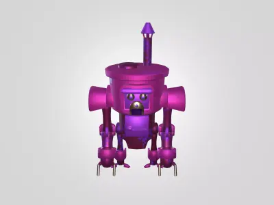 Stylized Retro Robot 3D Character - Low Poly Game Asset Low-poly 3D model