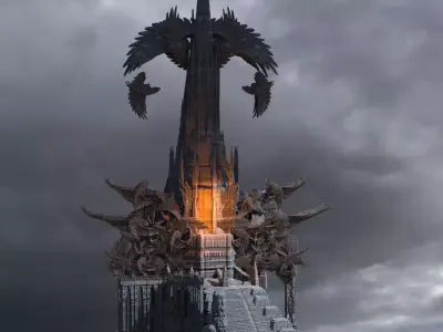 Ishtar Winged crescent mountain 3D model