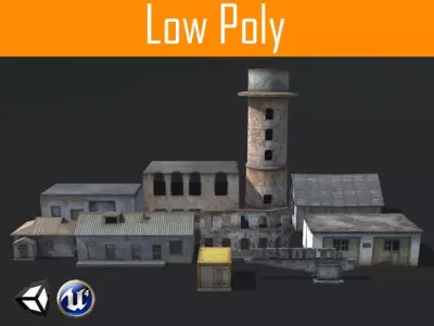 Builds pack Low-poly 3D model