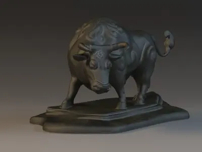 Wall Street Bull Bull Sculpture 3D model