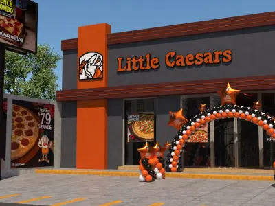 Little Caesars restaurant with Balloons Arch 3D model