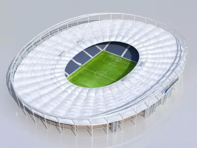 Stuttgart Stadium MHP Arena Euro 2024 Low-poly 3D model