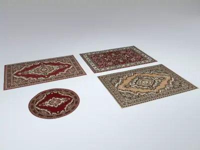 4 Persian Rugs Low-poly 3D model