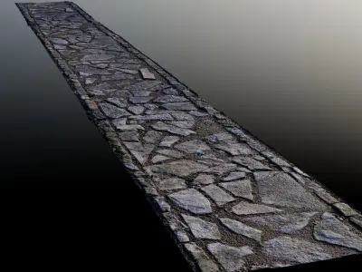 Flagstone Footpath - Tileable Spline-Ready Mesh Low-poly 3D model