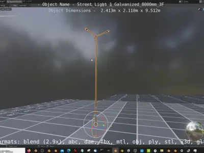 Street Light 1 Galvanized 8000mm 3F Low-poly 3D model