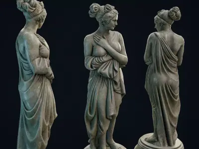 Garden Statue 2 PBR Low-poly 3D model