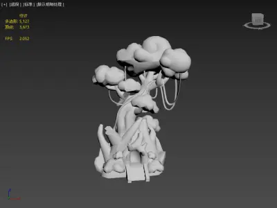 Stylish treehouse Low-poly 3D model