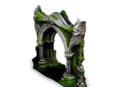 Ancient Ruined Stone Archway Low-poly 3D model