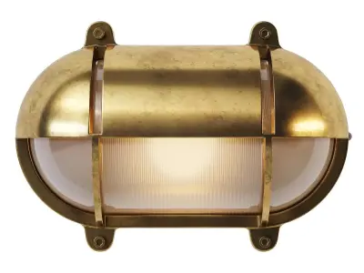 Oval Brass Bulkhead Wall Lamp 3D model