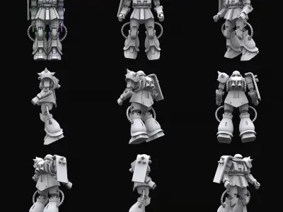Gundam mobile suit Zeon x Earth Federation collection 3D model