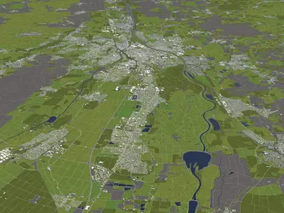 Augsburg Germany 50x50km 3D City Map 3D model