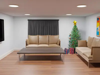 Xmas Living Room Free 3D model