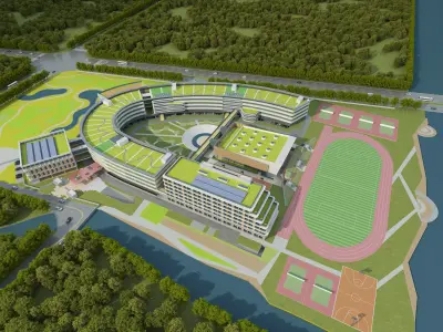 Modern school building07 3D model